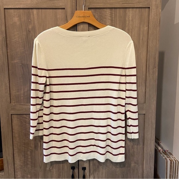 Talbots size X Sweater 3/4 sleeves stripes nautical buttons - Picture 2 of 9